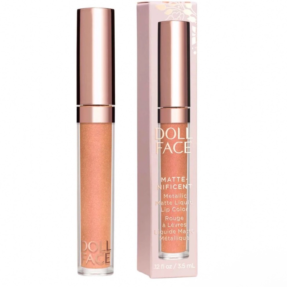 DOLL FACE Matte-nificent Metallic Liquid Lip Color Luna Gold Makeup